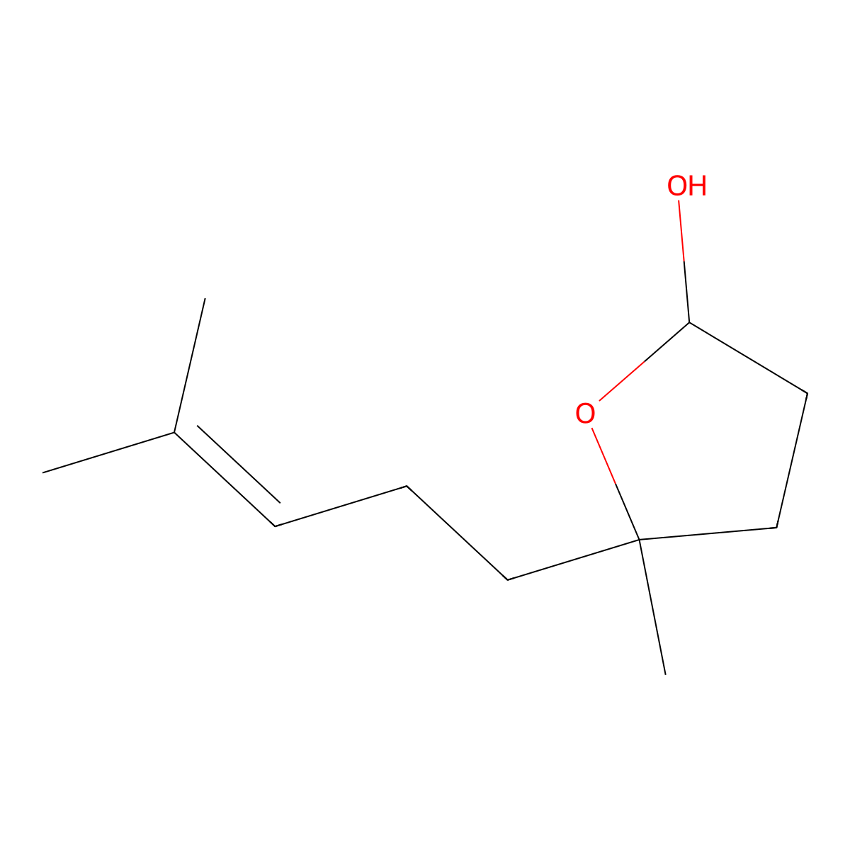2-Furanol, tetrahydro-5-methyl-5-(4-methyl-3-penten-1-yl)- molecular structure, CAS 71735-73-4