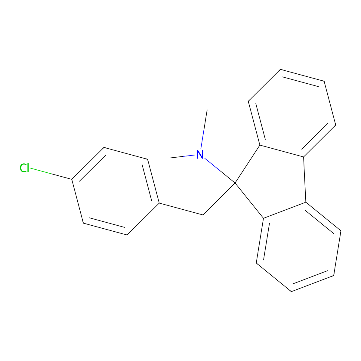 9-[(4-chlorophenyl)methyl]-N,N-dimethylfluoren-9-amine molecular structure, CAS 71740-44-8