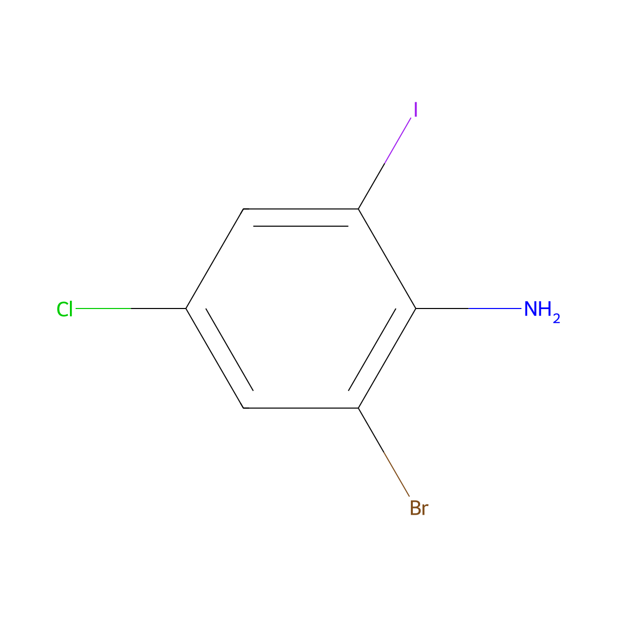 2-Bromo-4-chloro-6-iodobenzenamine molecular structure, CAS 71757-16-9
