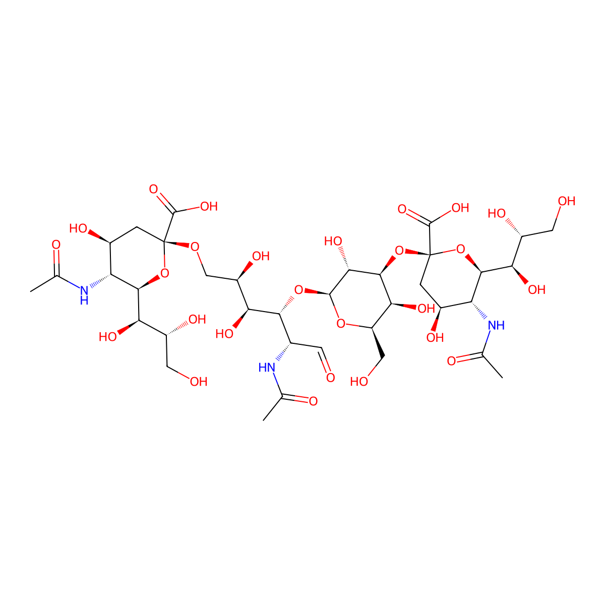 O-(N-Acetyl-alpha-neuraminosyl)-(2->6)-O-(O-(N-acetyl-alpha-neuraminosyl)-(2->3)-beta-D-galactopyranosyl-(1->3))-2-(acetylamino)-2-deoxy-D-galactose molecular structure, CAS 71764-07-3