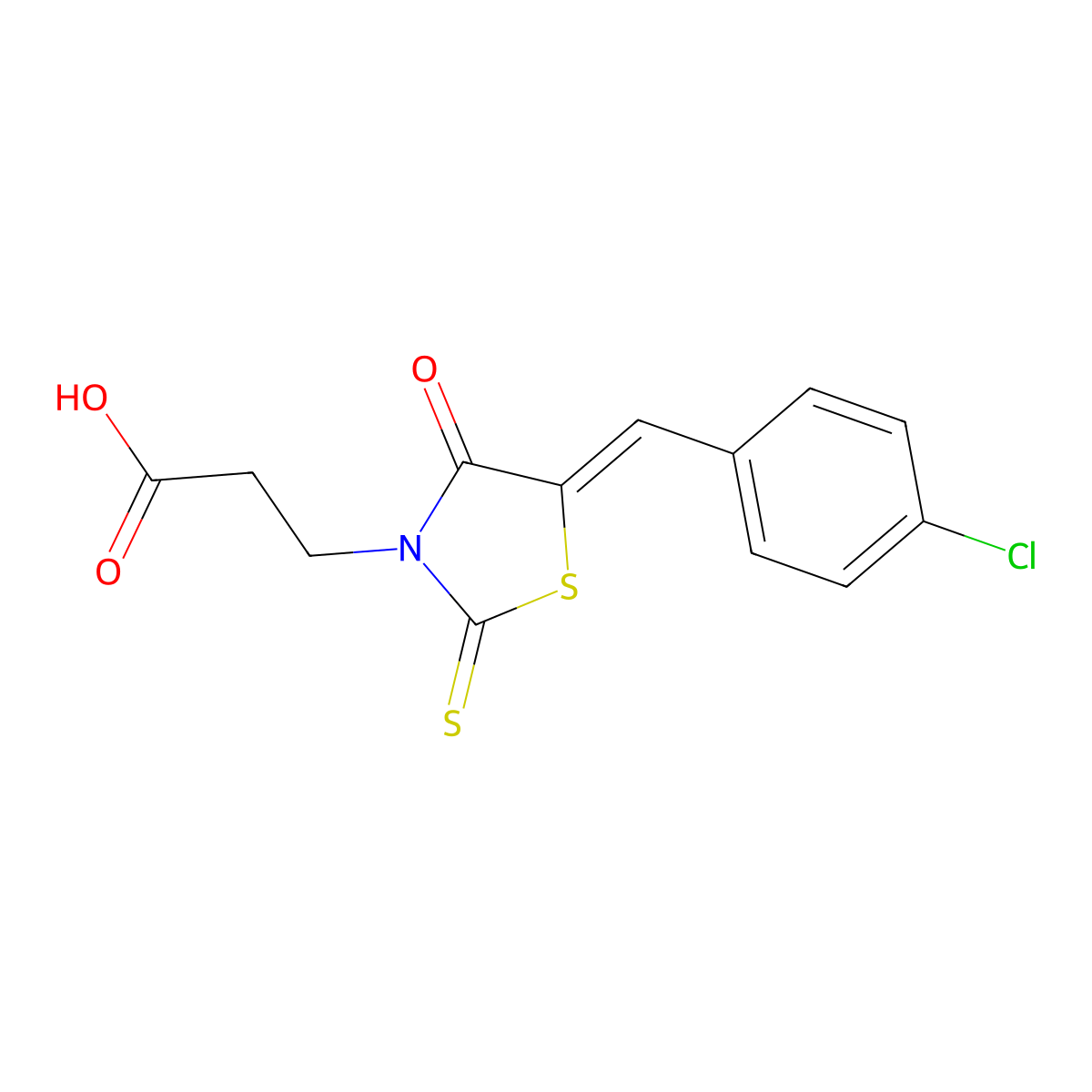 3-[5-(4-Chloro-benzylidene)-4-oxo-2-thioxo-thiazolidin-3-yl]-propionic acid molecular structure, CAS 7177-97-1