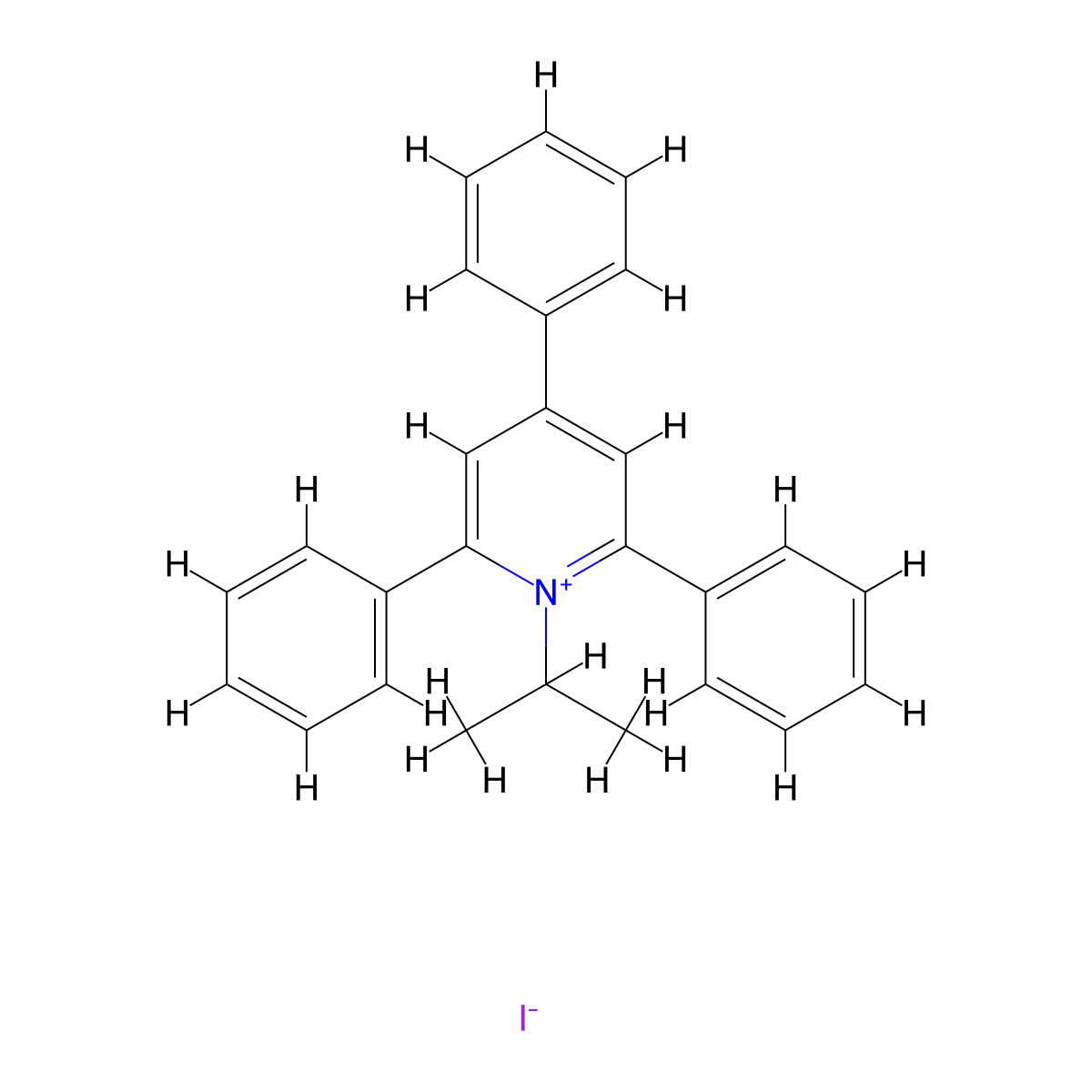 2,4,6-Triphenyl-1-(propan-2-yl)pyridin-1-ium iodide molecular structure, CAS 71777-84-9