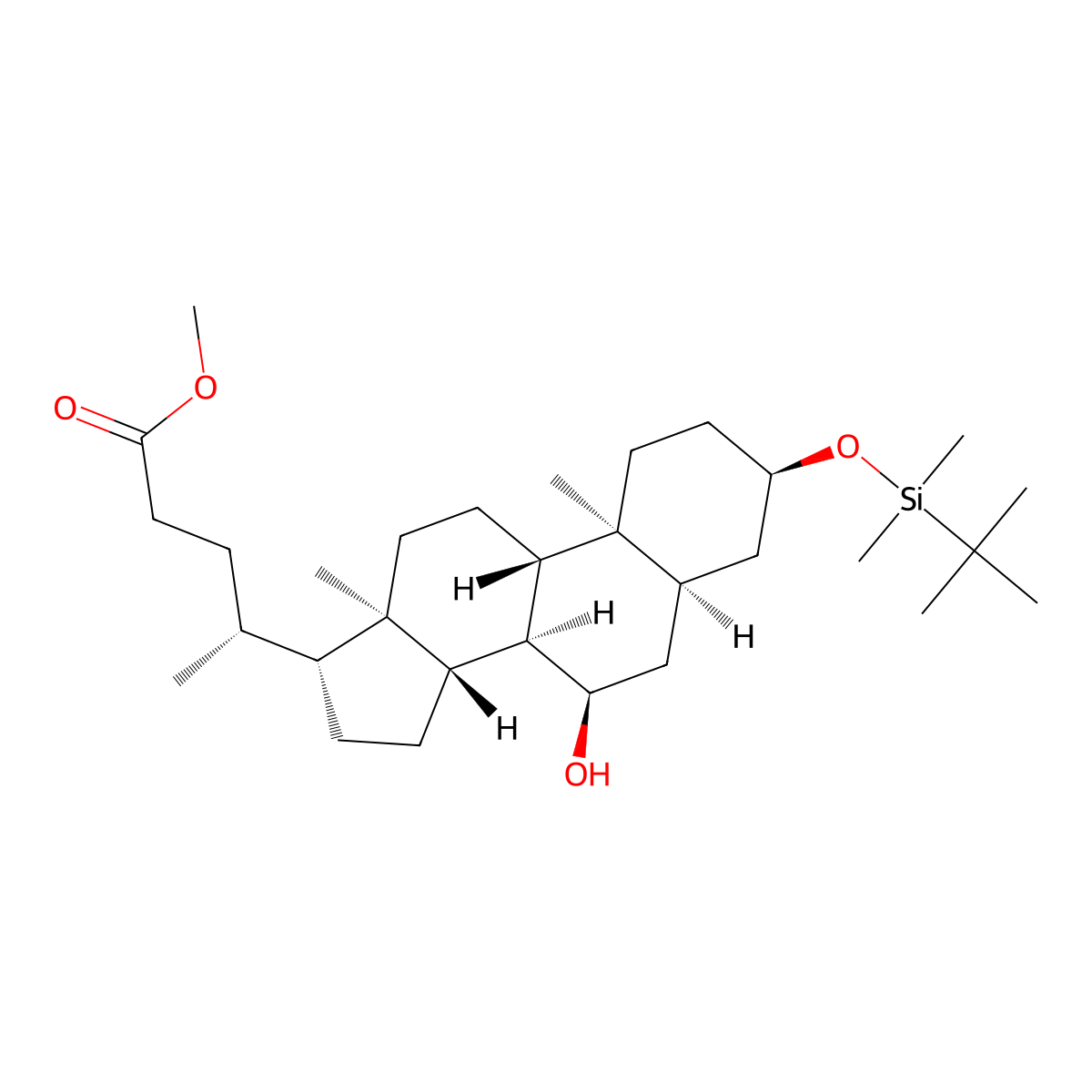 (R)-Methyl 4-((3R,5R,7R,8R,9S,10S,13R,14S,17R)-3-((tert-butyldimethylsilyl)oxy)-7-hydroxy-10,13-dimethylhexadecahydro-1H-cyclopenta[a]phenanthren-17-yl)pentanoate molecular structure, CAS 71781-46-9