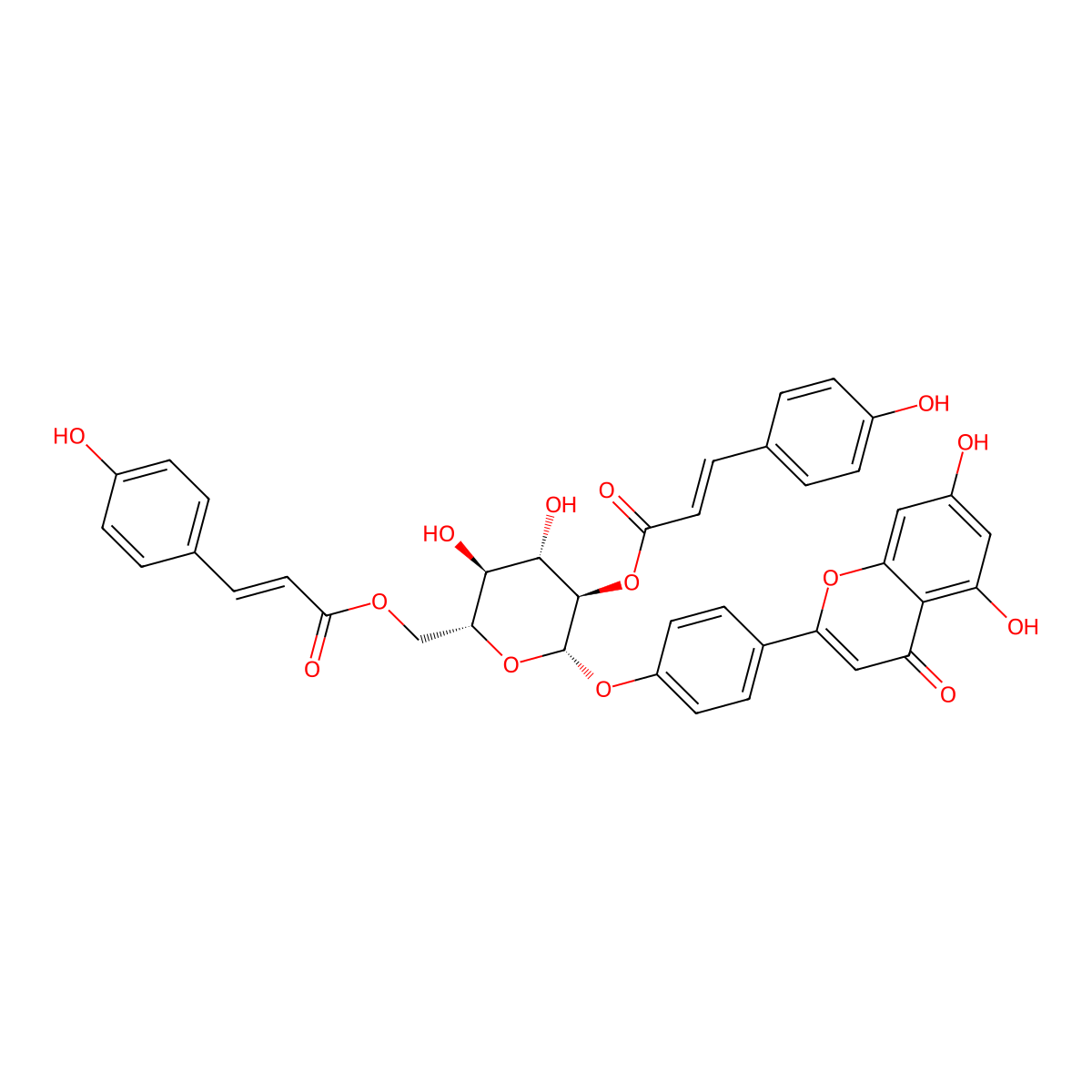 Apigenin 4'-O-(2'',6''-di-O-E-p-coumaroyl)glucoside molecular structure, CAS 71781-79-8