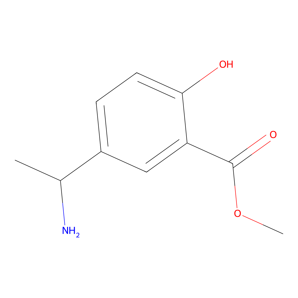 Methyl 5-(1-aminoethyl)-2-hydroxybenzoate molecular structure, CAS 717821-37-9