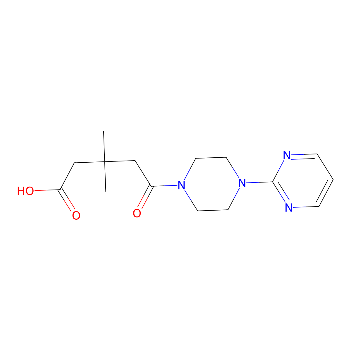 3,3-Dimethyl-5-oxo-5-(4-(pyrimidin-2-yl)piperazin-1-yl)pentanoic acid molecular structure, CAS 717827-24-2