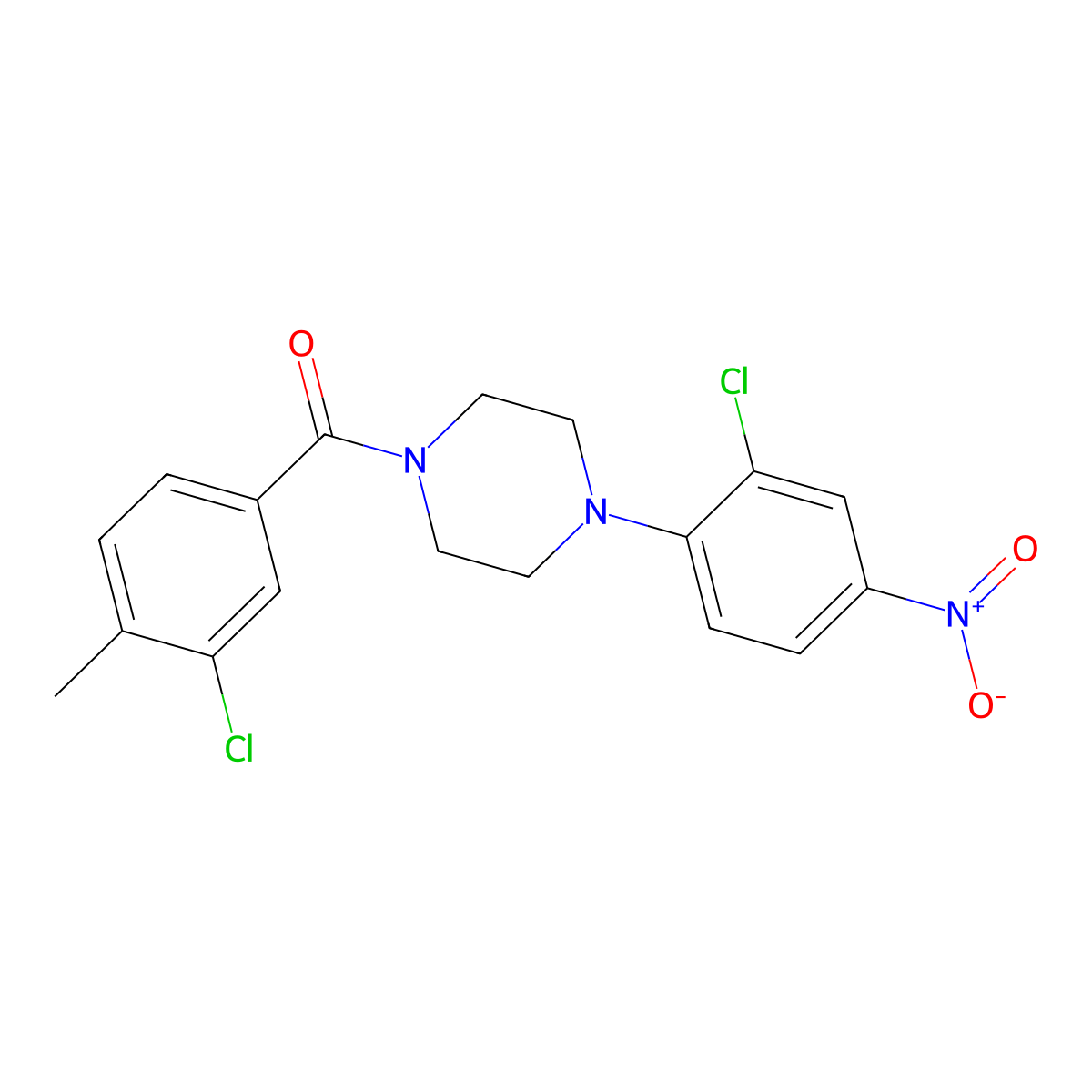(3-Chloro-4-methylphenyl)-[4-(2-chloro-4-nitrophenyl)piperazin-1-yl]methanone molecular structure, CAS 717827-62-8