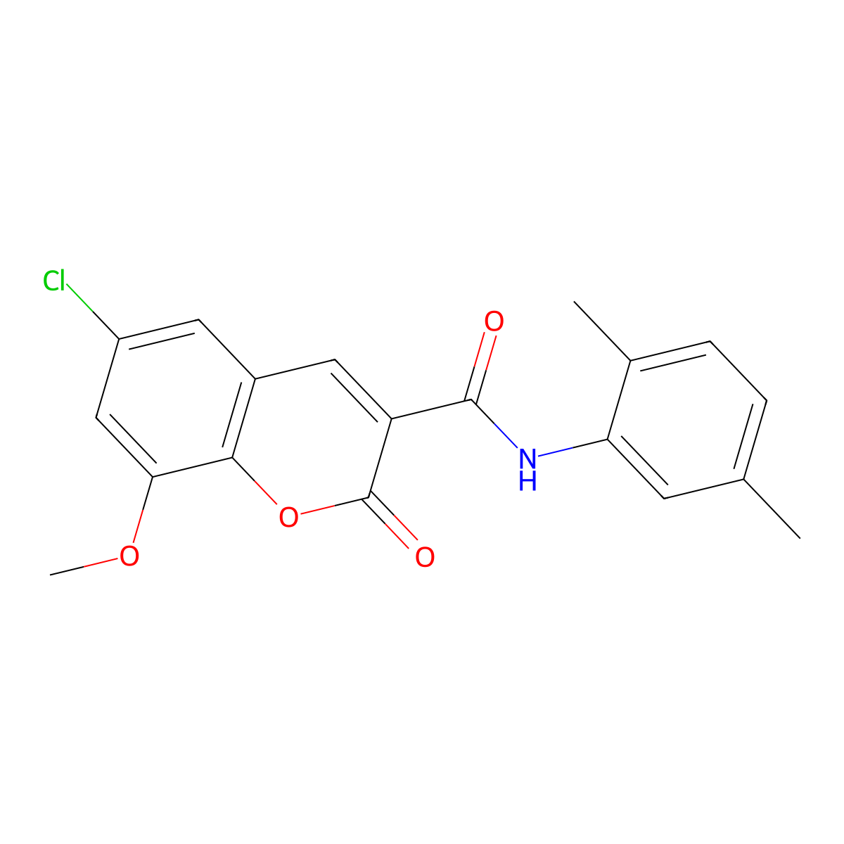 6-chloro-N-(2,5-dimethylphenyl)-8-methoxy-2-oxochromene-3-carboxamide molecular structure, CAS 717827-68-4
