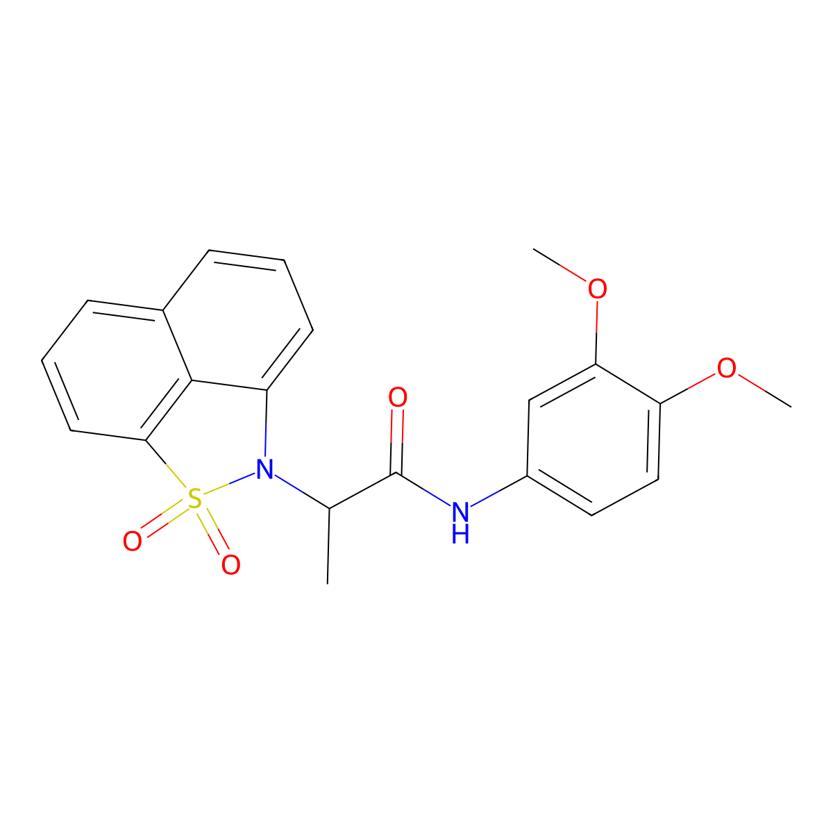 N-(3,4-Dimethoxy-phenyl)-2-(1,1-dioxo-1H-1lambda*6*-naphtho[1,8-cd]isothiazol-2-yl)-propionamide molecular structure, CAS 717827-69-5
