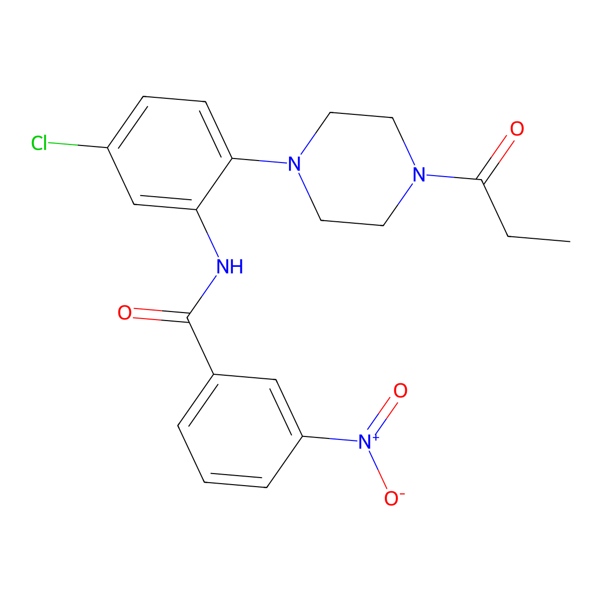 N-[5-chloro-2-(4-propanoylpiperazin-1-yl)phenyl]-3-nitrobenzamide molecular structure, CAS 717827-70-8
