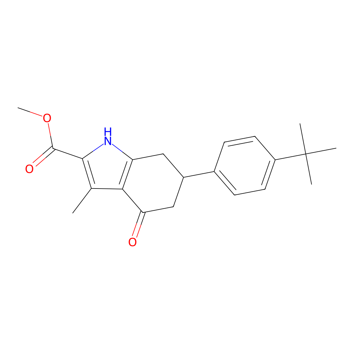 methyl 6-(4-tert-butylphenyl)-3-methyl-4-oxo-4,5,6,7-tetrahydro-1H-indole-2-carboxylate molecular structure, CAS 717827-79-7