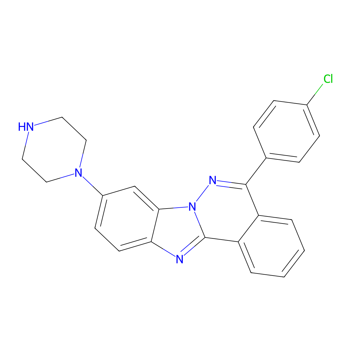 5-(4-Chlorophenyl)-9-piperazin-1-ylbenzimidazolo[2,1-a]phthalazine molecular structure, CAS 717827-83-3