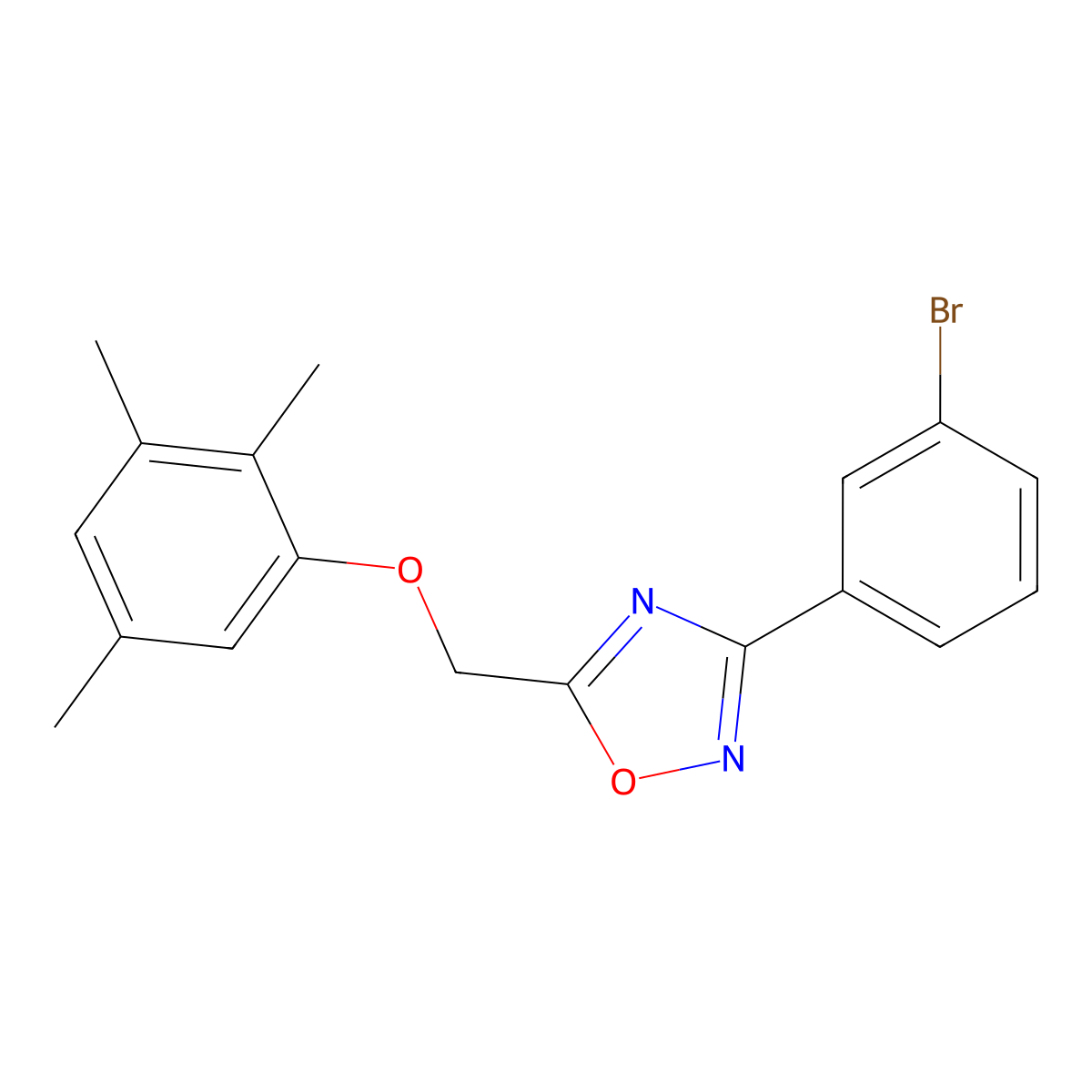 3-(3-Bromophenyl)-5-[(2,3,5-trimethylphenoxy)methyl]-1,2,4-oxadiazole molecular structure, CAS 717827-92-4
