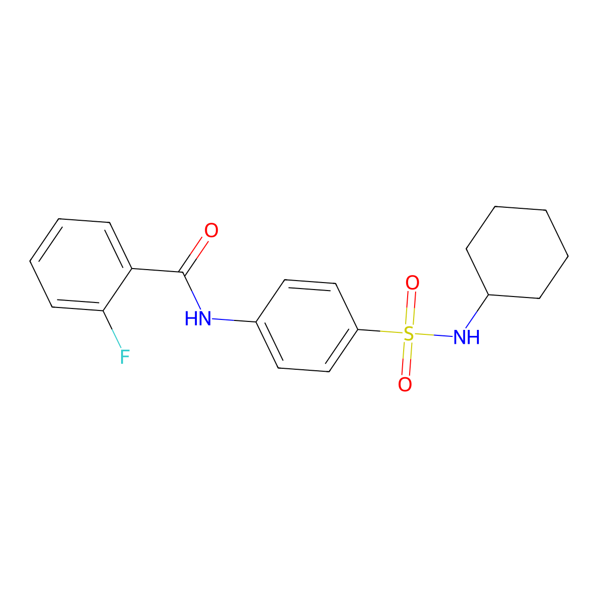 N-[4-(cyclohexylsulfamoyl)phenyl]-2-fluorobenzamide molecular structure, CAS 717828-06-3