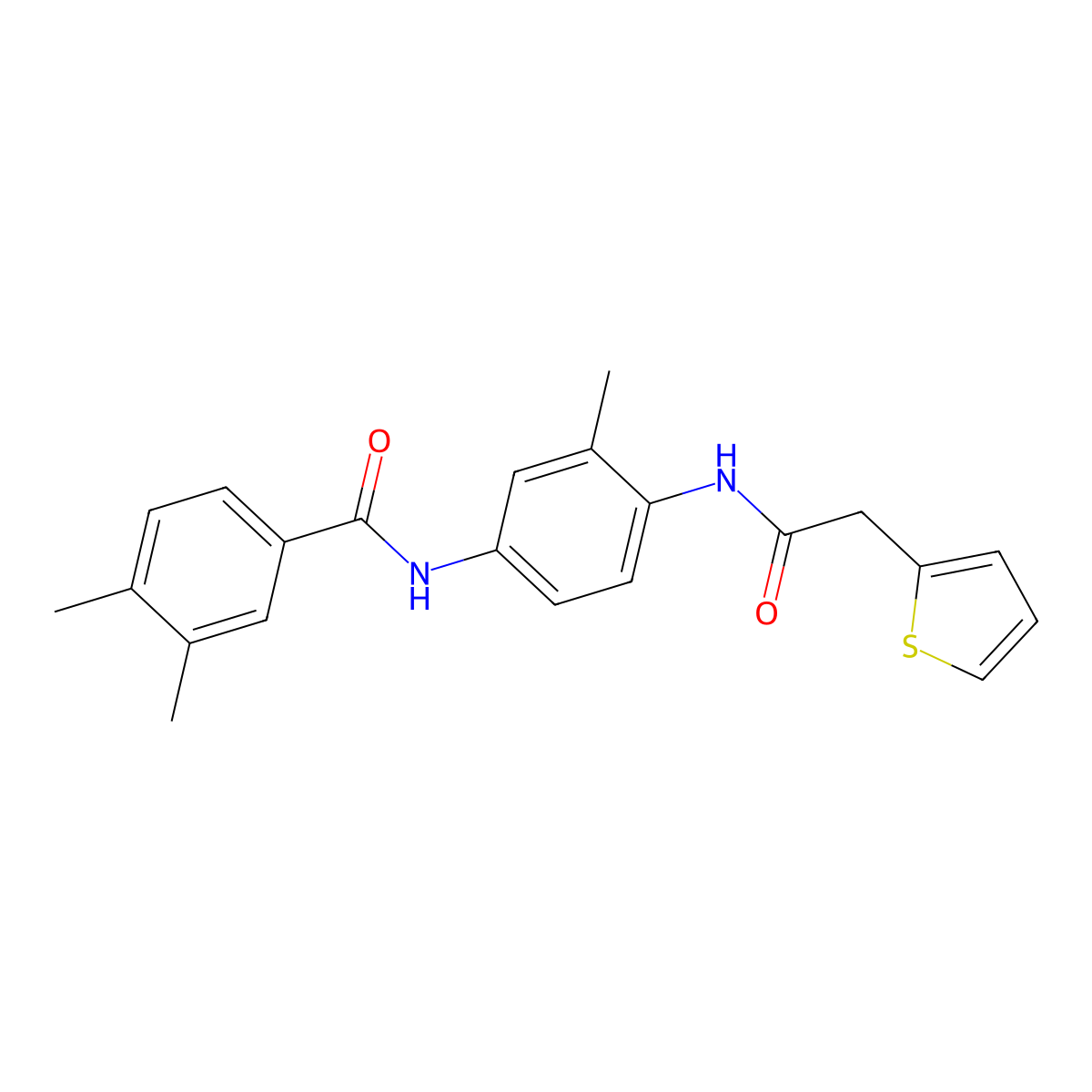 3,4-dimethyl-N-[3-methyl-4-[(2-thiophen-2-ylacetyl)amino]phenyl]benzamide molecular structure, CAS 717828-09-6