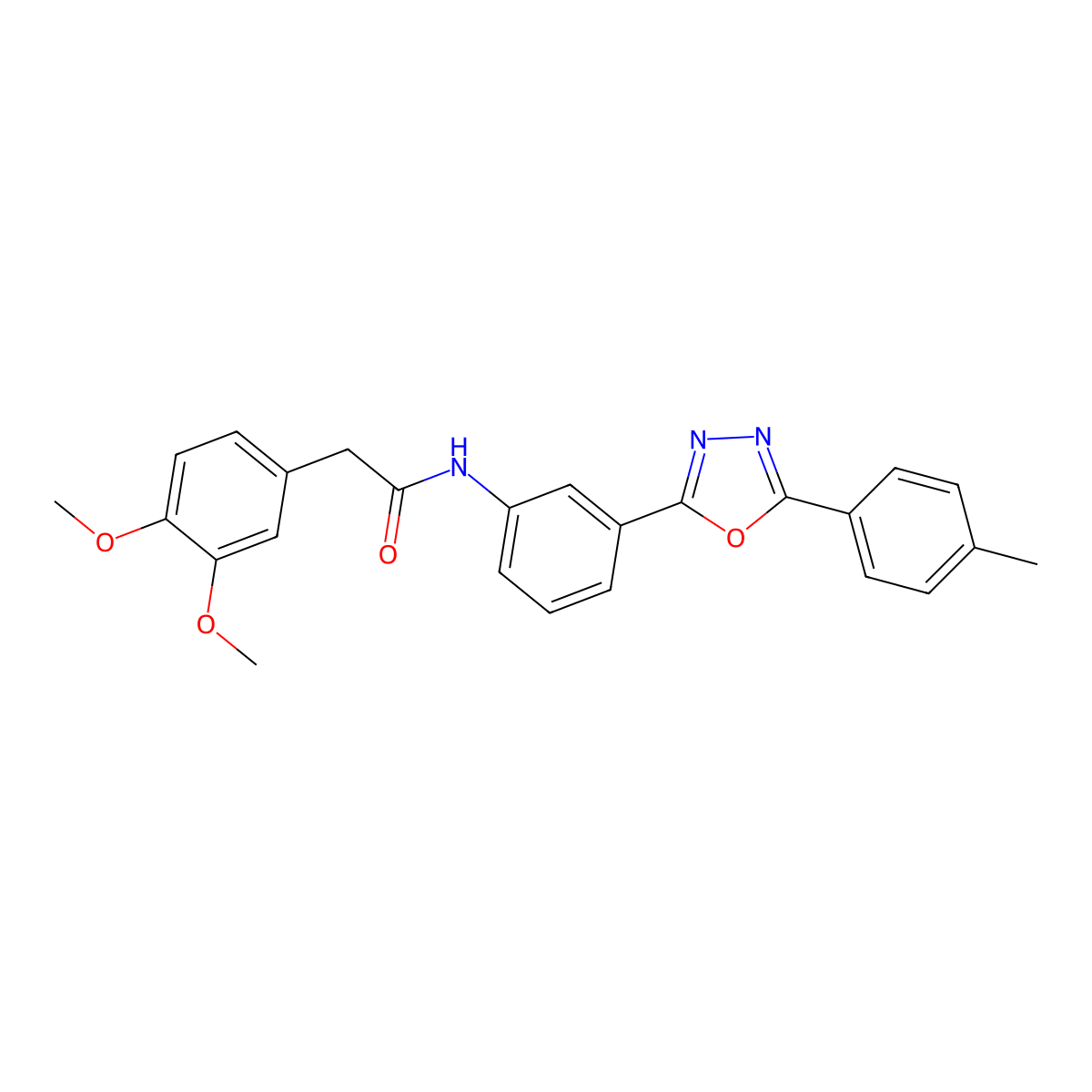 2-(3,4-dimethoxyphenyl)-N-{3-[5-(4-methylphenyl)-1,3,4-oxadiazol-2-yl]phenyl}acetamide molecular structure, CAS 717828-35-8