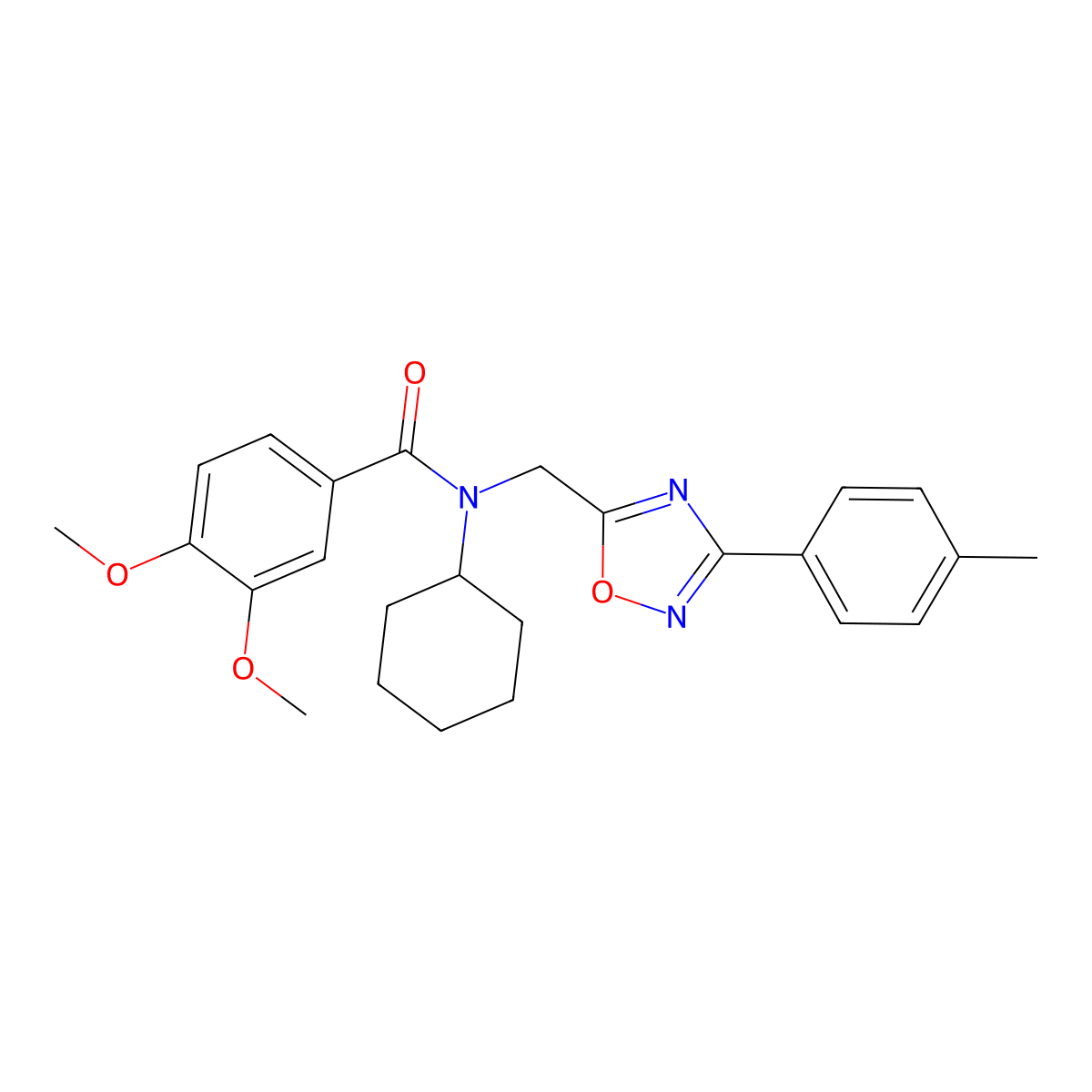 N-cyclohexyl-3,4-dimethoxy-N-{[3-(4-methylphenyl)-1,2,4-oxadiazol-5-yl]methyl}benzamide molecular structure, CAS 717828-36-9