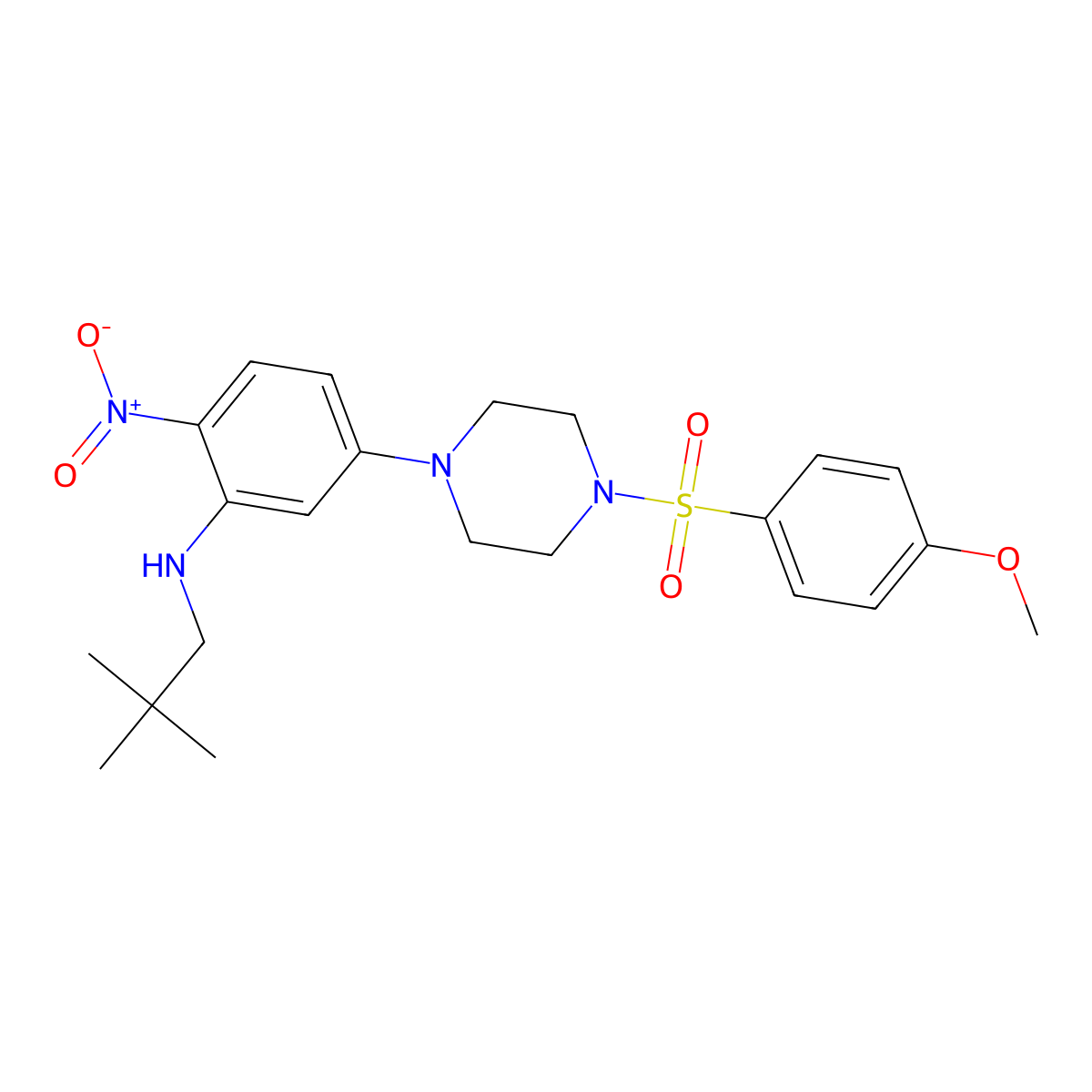 N-(2,2-dimethylpropyl)-5-[4-(4-methoxyphenyl)sulfonylpiperazin-1-yl]-2-nitroaniline molecular structure, CAS 717828-46-1
