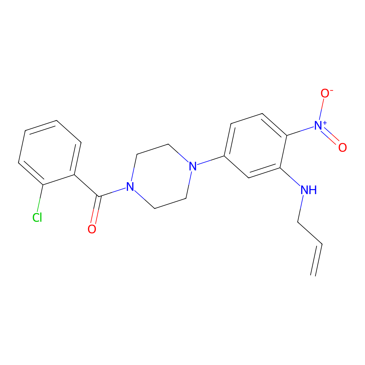 (2-Chlorophenyl)-[4-[4-nitro-3-(prop-2-enylamino)phenyl]piperazin-1-yl]methanone molecular structure, CAS 717828-75-6