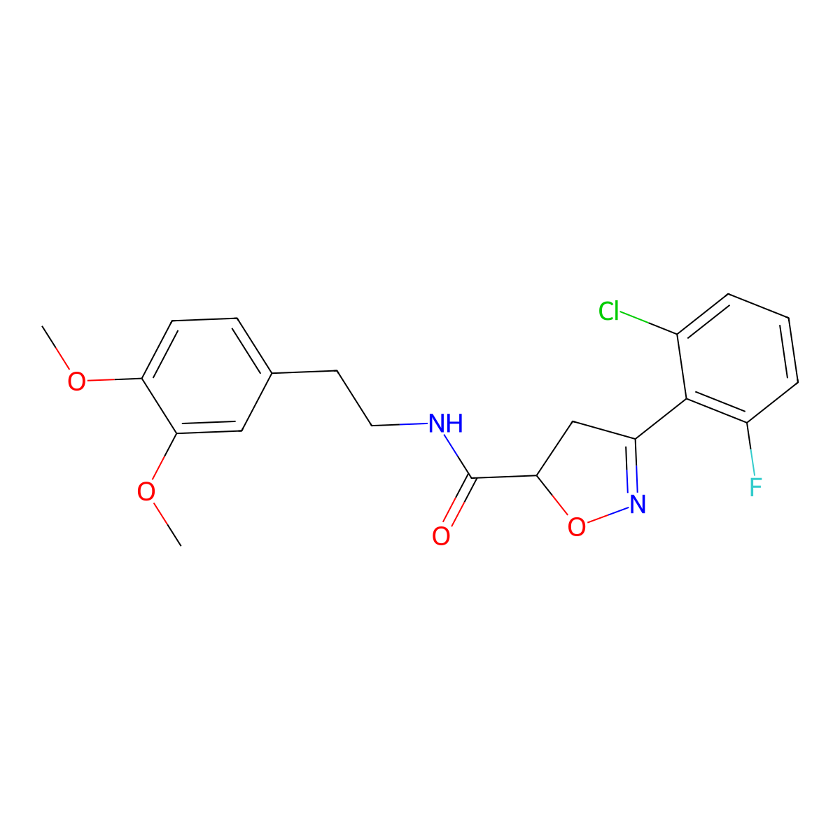 3-(2-chloro-6-fluorophenyl)-N-[2-(3,4-dimethoxyphenyl)ethyl]-4,5-dihydro-1,2-oxazole-5-carboxamide molecular structure, CAS 717828-85-8