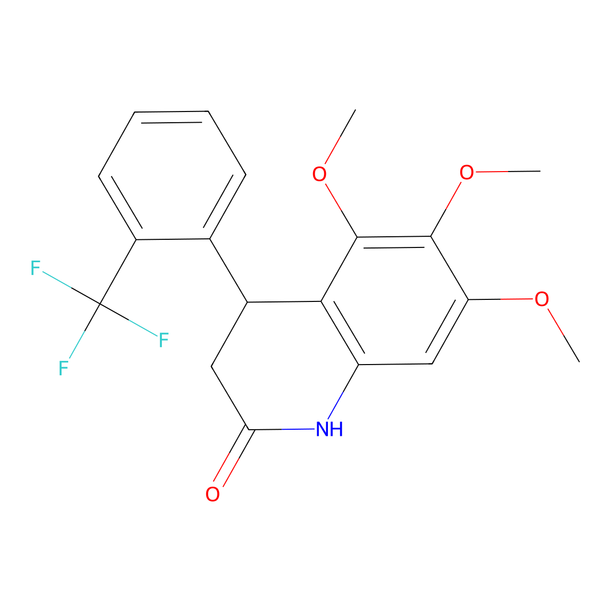 5,6,7-trimethoxy-4-[2-(trifluoromethyl)phenyl]-3,4-dihydroquinolin-2(1H)-one molecular structure, CAS 717829-01-1