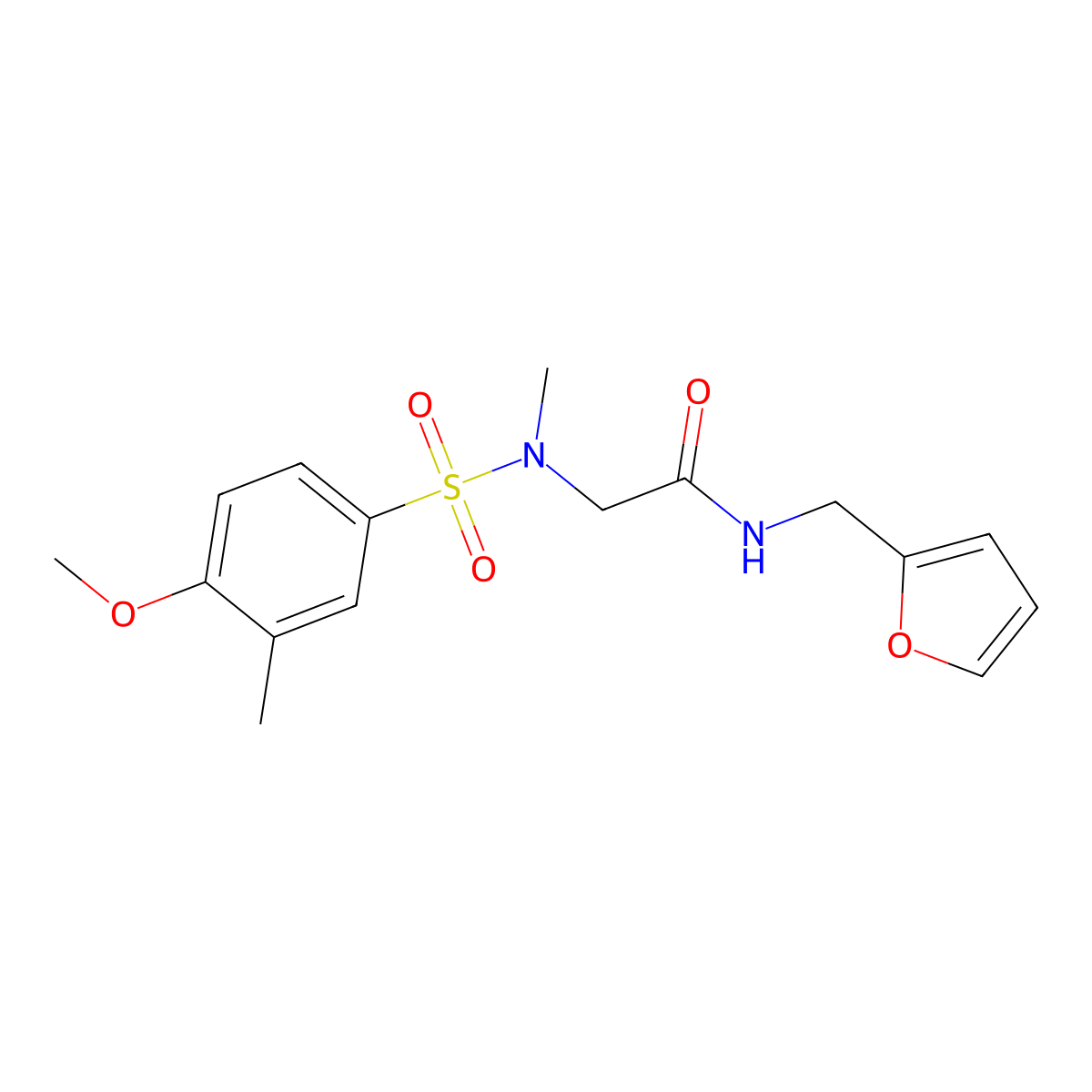 N-(furan-2-ylmethyl)-2-[(4-methoxy-3-methylphenyl)sulfonyl-methylamino]acetamide molecular structure, CAS 717829-19-1
