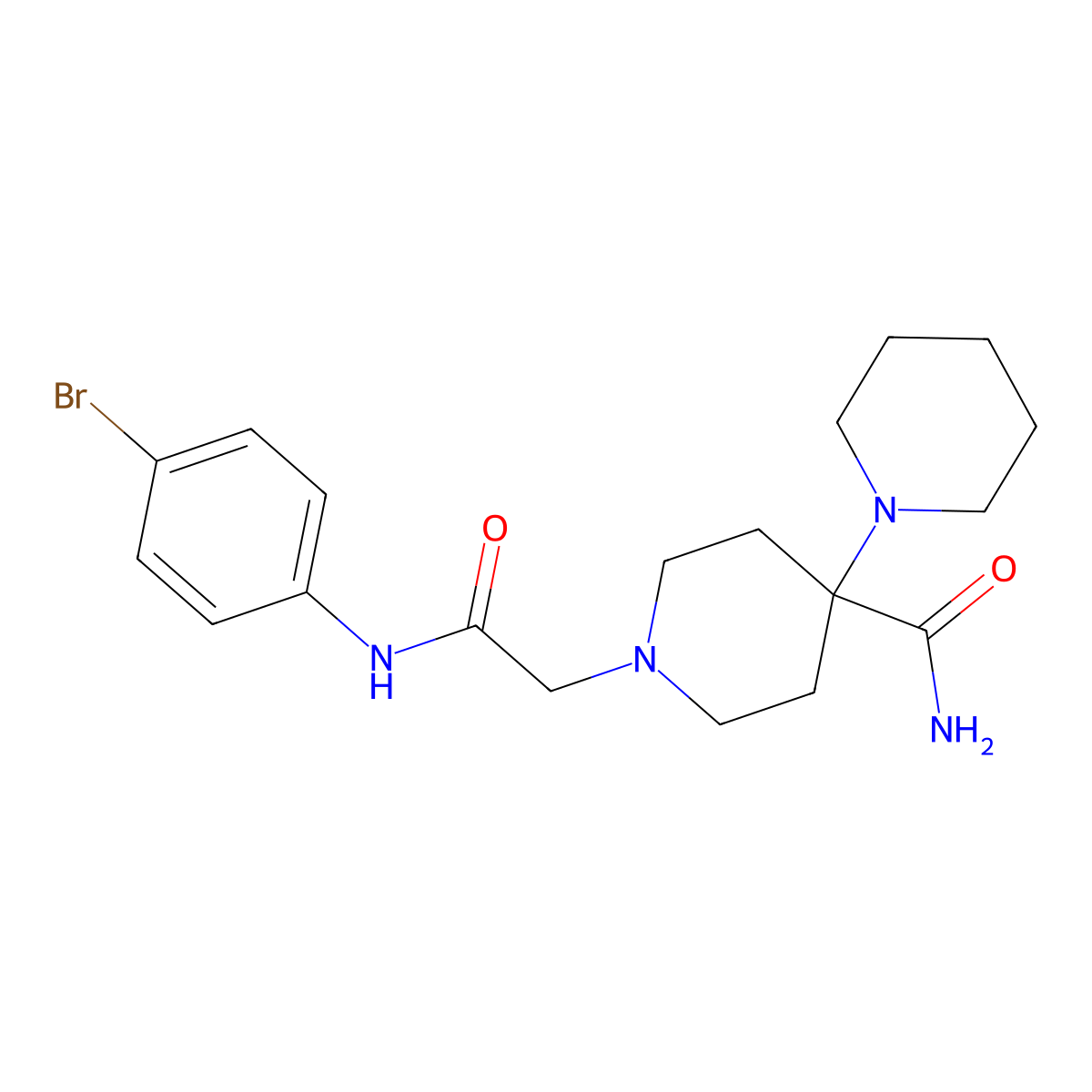1-{[N-(4-bromophenyl)carbamoyl]methyl}-4-piperidylpiperidine-4-carboxamide molecular structure, CAS 717829-22-6