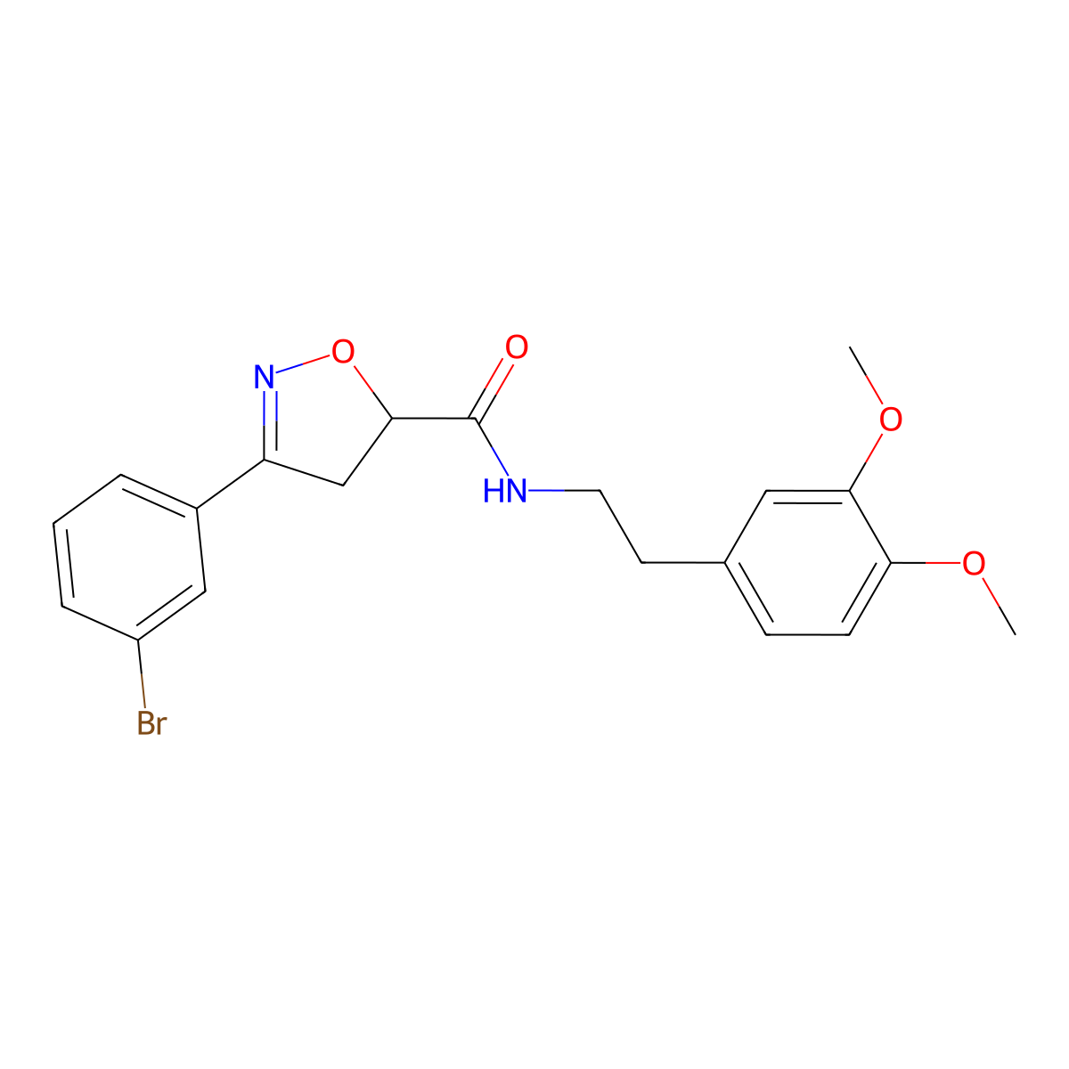 3-(3-bromophenyl)-N-[2-(3,4-dimethoxyphenyl)ethyl]-4,5-dihydro-1,2-oxazole-5-carboxamide molecular structure, CAS 717829-23-7