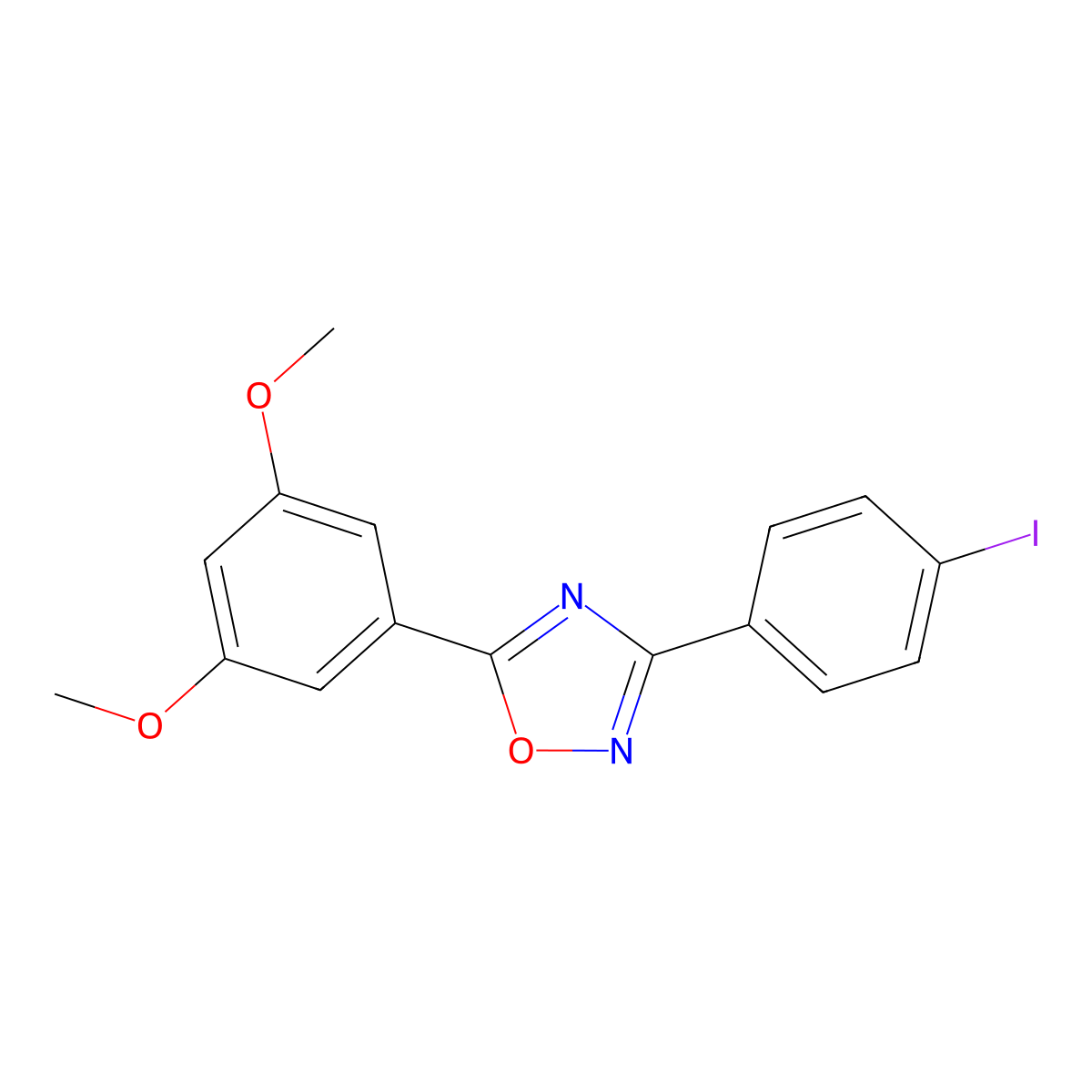 5-(3,5-Dimethoxyphenyl)-3-(4-iodophenyl)-1,2,4-oxadiazole molecular structure, CAS 717829-48-6