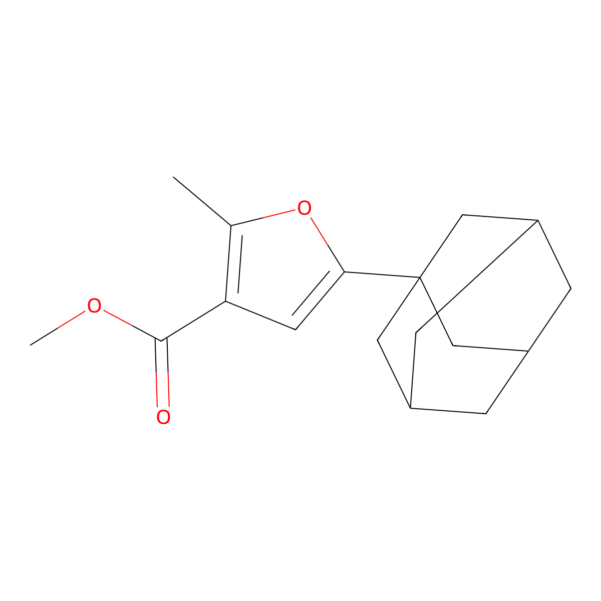 Methyl 5-(1-adamantyl)-2-methyl-3-furoate molecular structure, CAS 717829-50-0