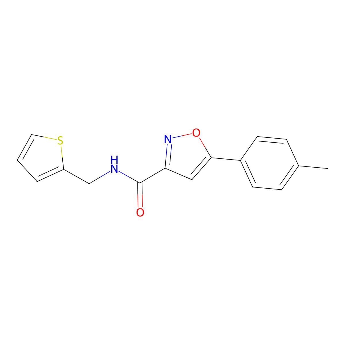 5-(4-methylphenyl)-N-(2-thienylmethyl)-3-isoxazolecarboxamide molecular structure, CAS 717829-58-8