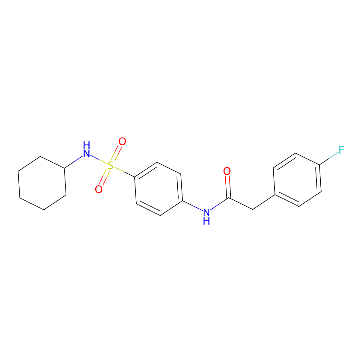 N-[4-(cyclohexylsulfamoyl)phenyl]-2-(4-fluorophenyl)acetamide molecular structure, CAS 717829-76-0