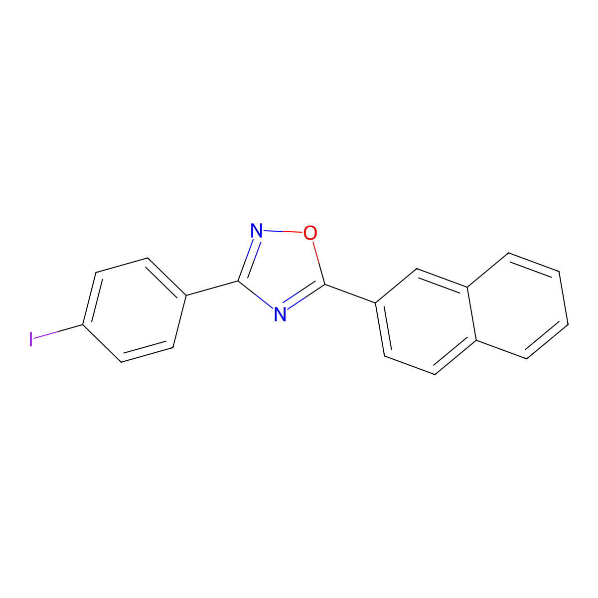3-(4-Iodophenyl)-5-naphthalen-2-yl-1,2,4-oxadiazole molecular structure, CAS 717829-80-6