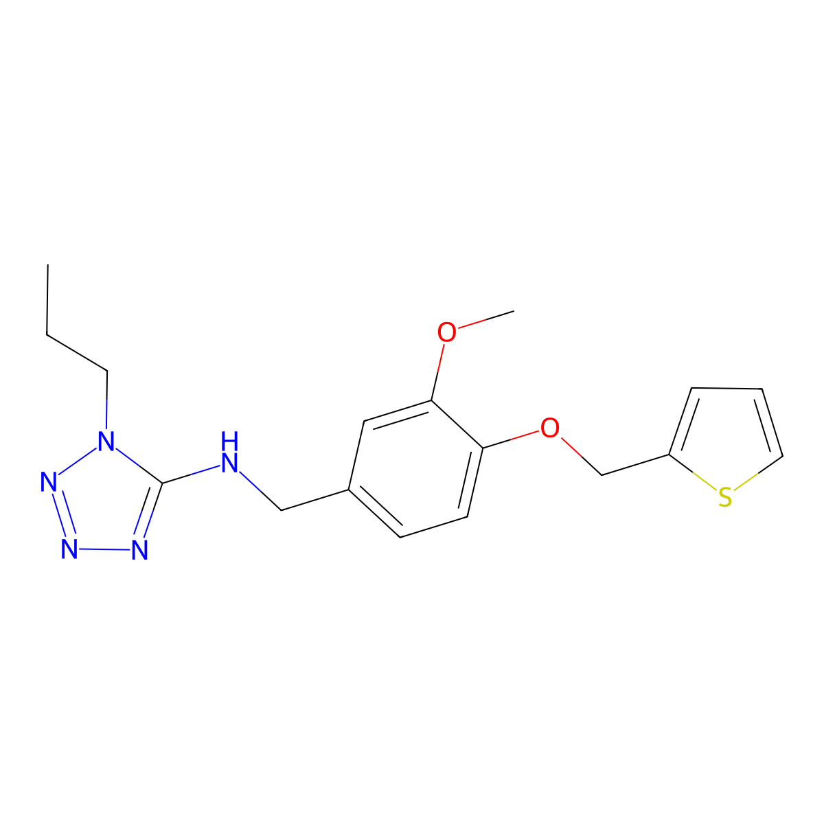 N-[[3-methoxy-4-(thiophen-2-ylmethoxy)phenyl]methyl]-1-propyltetrazol-5-amine molecular structure, CAS 717829-85-1