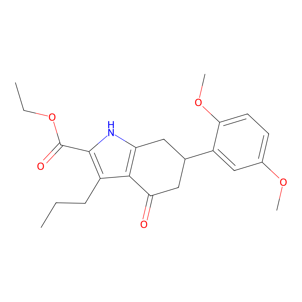 ethyl 6-(2,5-dimethoxyphenyl)-4-oxo-3-propyl-4,5,6,7-tetrahydro-1H-indole-2-carboxylate molecular structure, CAS 717829-86-2