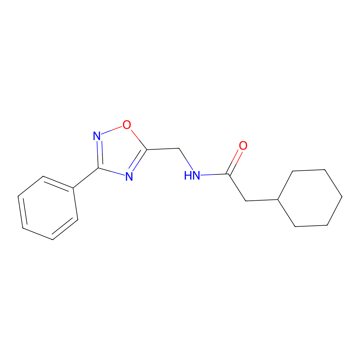 2-cyclohexyl-N-[(3-phenyl-1,2,4-oxadiazol-5-yl)methyl]acetamide molecular structure, CAS 717829-92-0