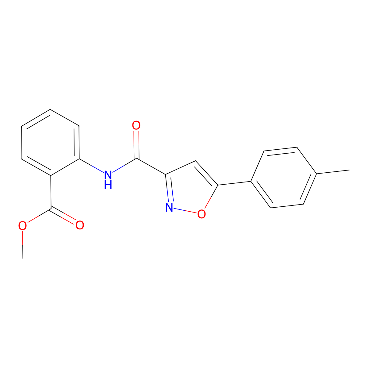 Methyl 2-({[5-(4-methylphenyl)-3-isoxazolyl]carbonyl}amino)benzoate molecular structure, CAS 717830-12-1