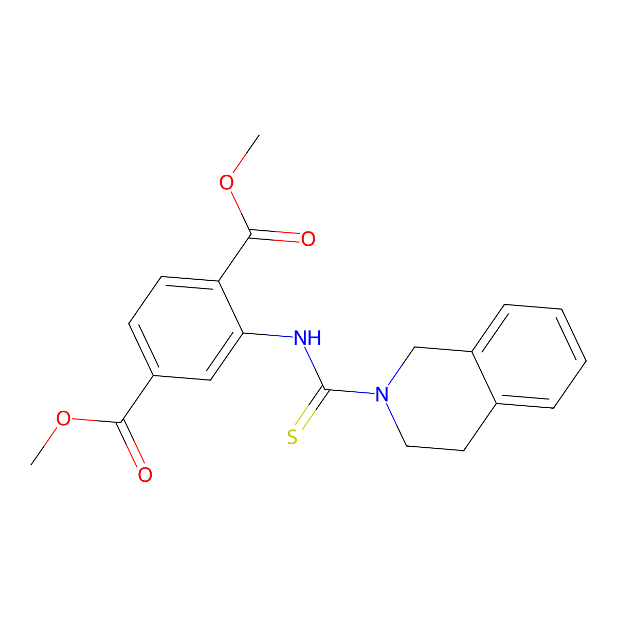 dimethyl 2-[(3,4-dihydroisoquinolin-2(1H)-ylcarbonothioyl)amino]terephthalate molecular structure, CAS 717830-21-2