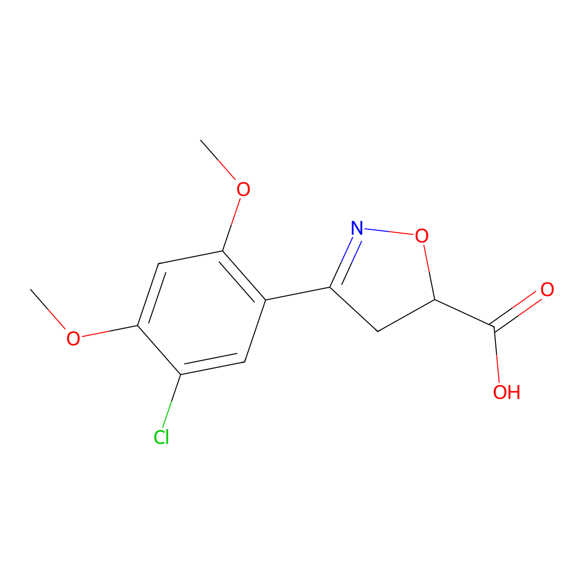 3-(5-Chloro-2,4-dimethoxyphenyl)-4,5-dihydroisoxazole-5-carboxylic acid molecular structure, CAS 717830-27-8