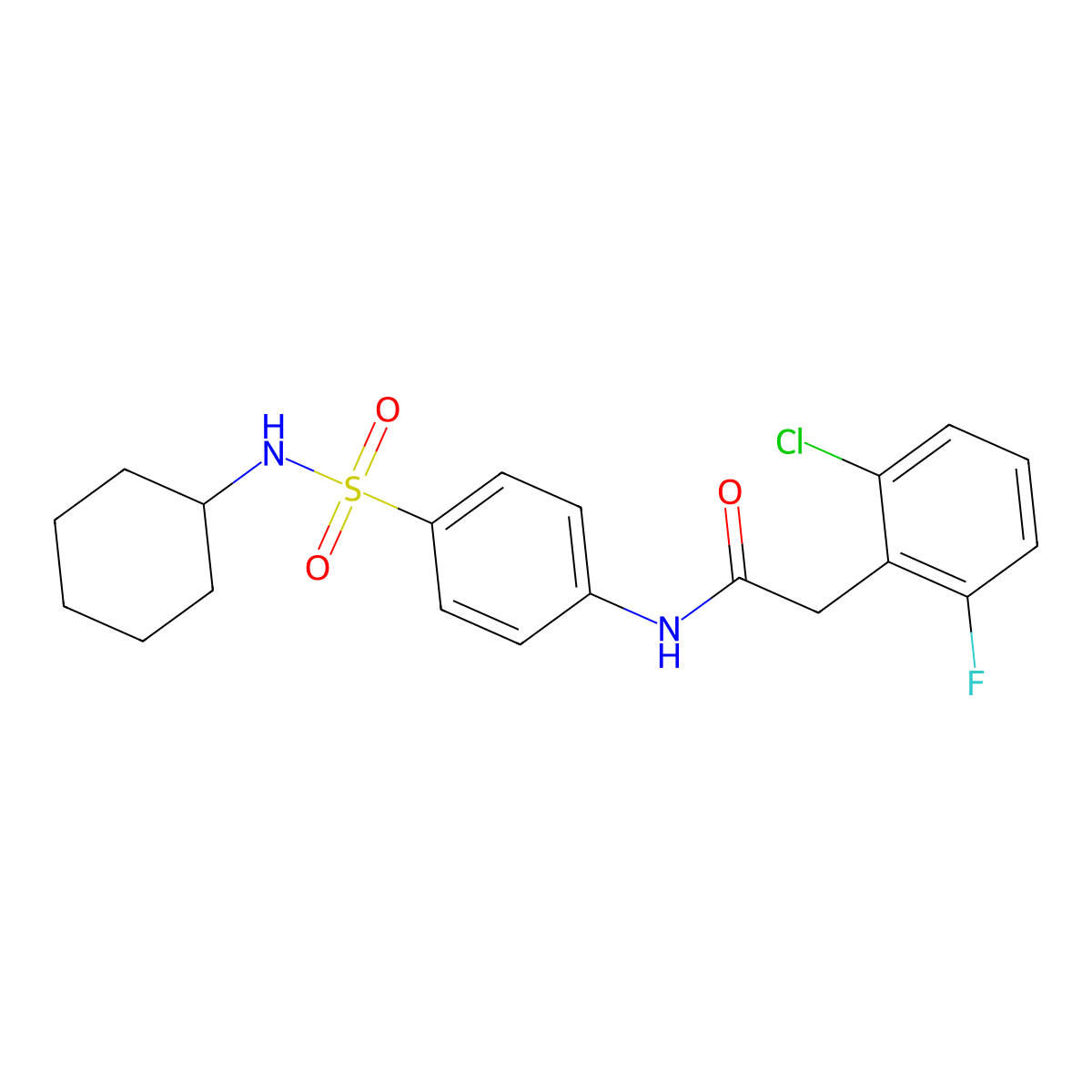 2-(2-chloro-6-fluorophenyl)-N-[4-(cyclohexylsulfamoyl)phenyl]acetamide molecular structure, CAS 717830-32-5