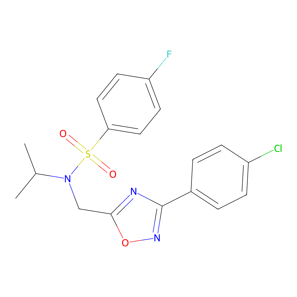 N-[[3-(4-chlorophenyl)-1,2,4-oxadiazol-5-yl]methyl]-4-fluoro-N-propan-2-ylbenzenesulfonamide molecular structure, CAS 717830-35-8