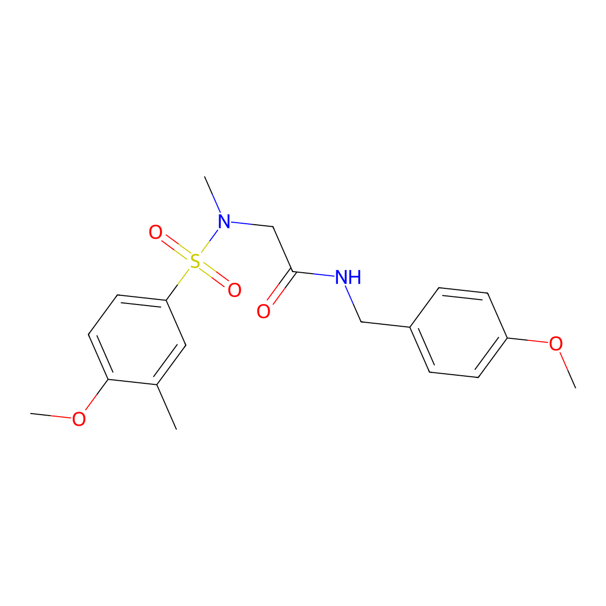 2-[(4-methoxy-3-methylphenyl)sulfonyl-methylamino]-N-[(4-methoxyphenyl)methyl]acetamide molecular structure, CAS 717830-64-3