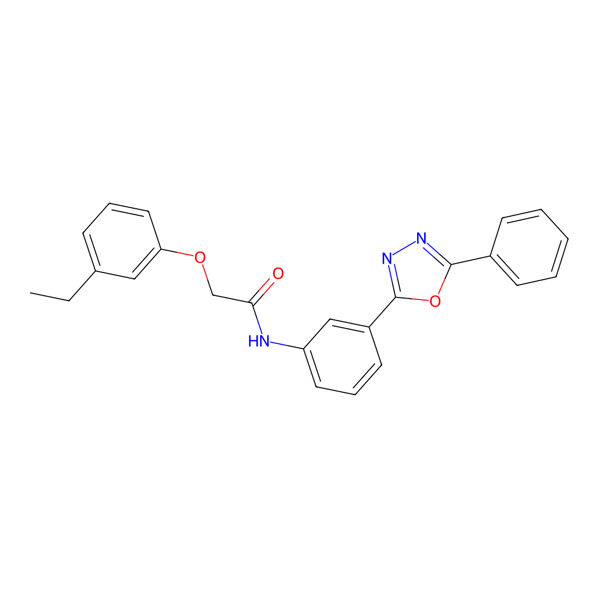 2-(3-ethylphenoxy)-N-[3-(5-phenyl-1,3,4-oxadiazol-2-yl)phenyl]acetamide molecular structure, CAS 717830-72-3