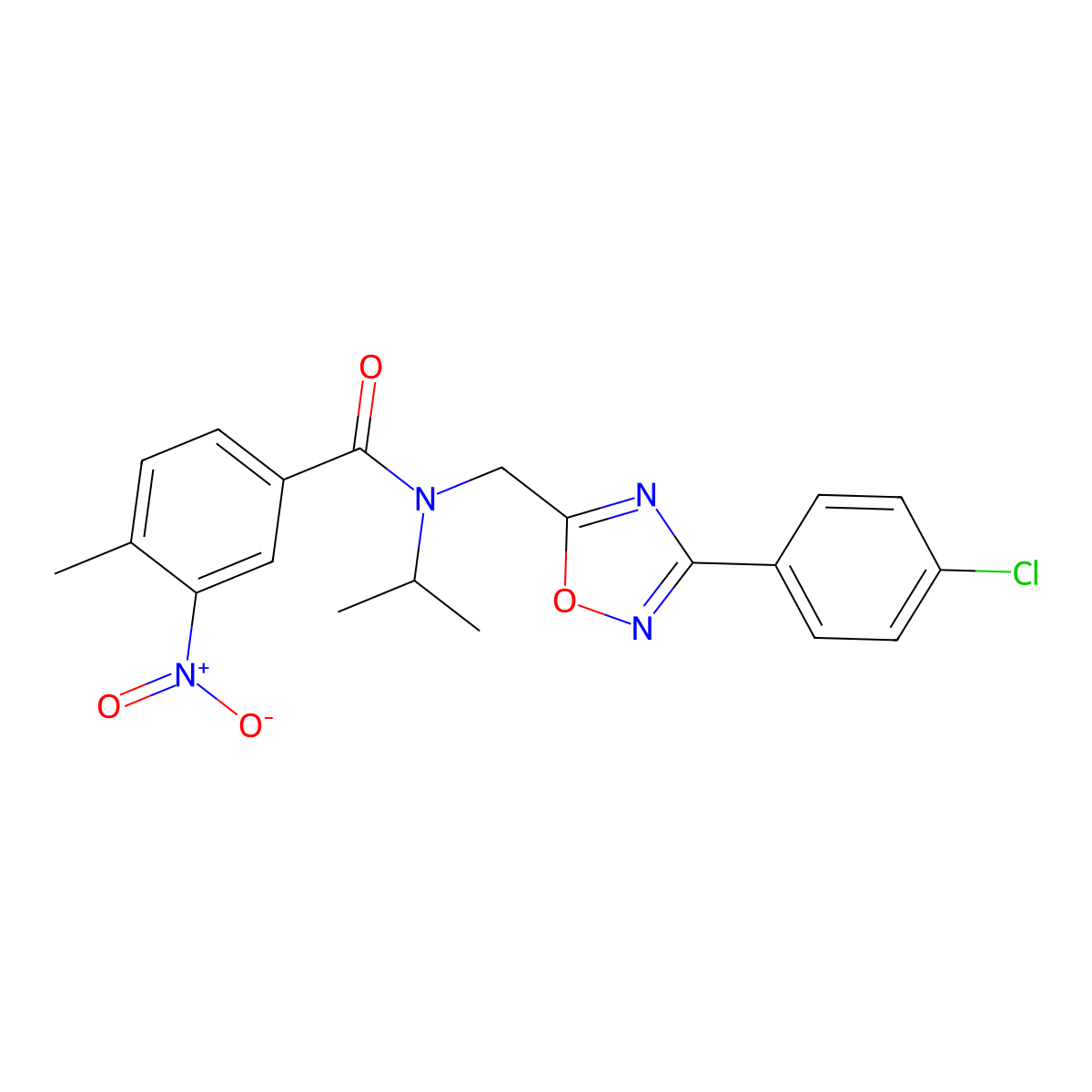 N-[[3-(4-chlorophenyl)-1,2,4-oxadiazol-5-yl]methyl]-4-methyl-3-nitro-N-propan-2-ylbenzamide molecular structure, CAS 717830-81-4