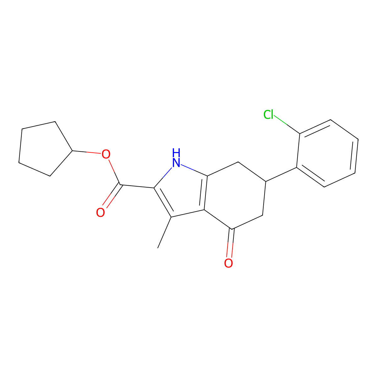 cyclopentyl 6-(2-chlorophenyl)-3-methyl-4-oxo-4,5,6,7-tetrahydro-1H-indole-2-carboxylate molecular structure, CAS 717830-89-2