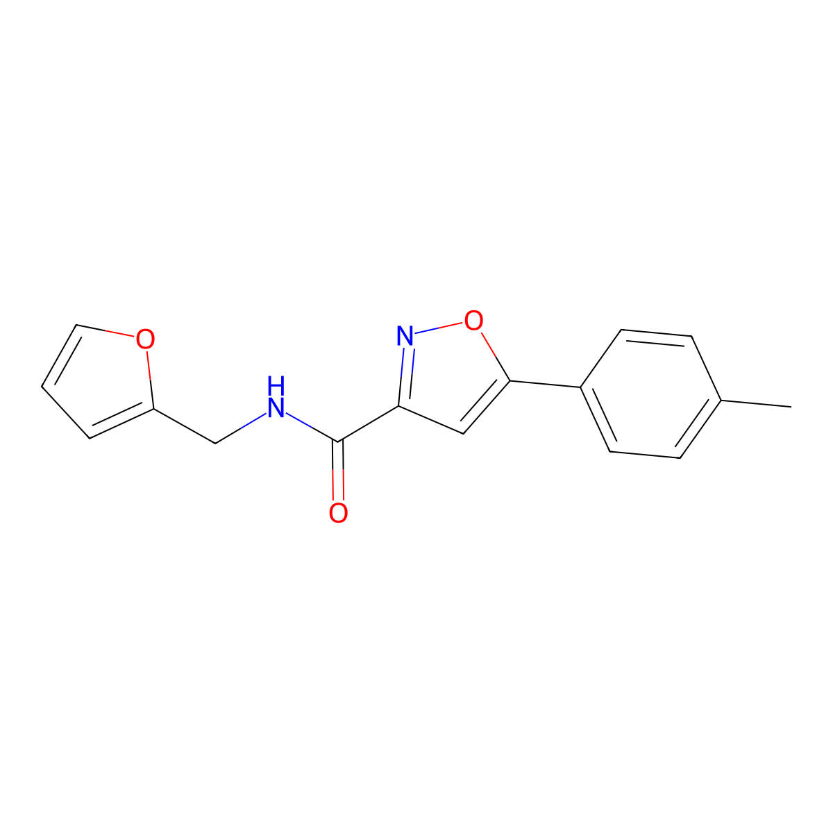 N-(2-furylmethyl)-5-(4-methylphenyl)-3-isoxazolecarboxamide molecular structure, CAS 717830-93-8