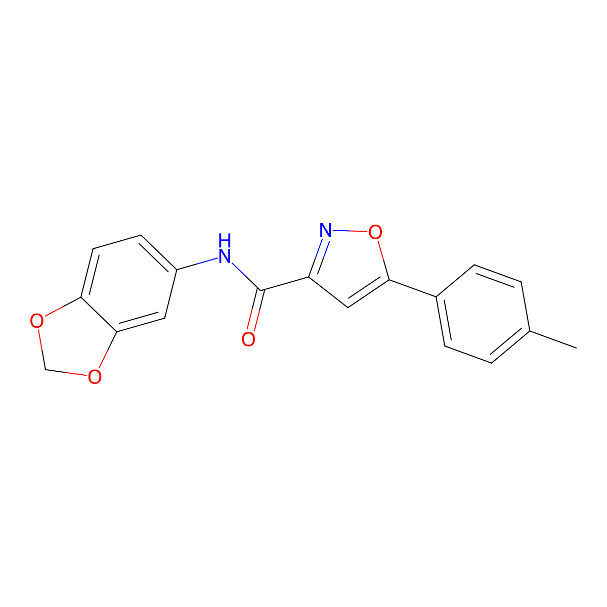N-(1,3-benzodioxol-5-yl)-5-(4-methylphenyl)-1,2-oxazole-3-carboxamide molecular structure, CAS 717830-98-3