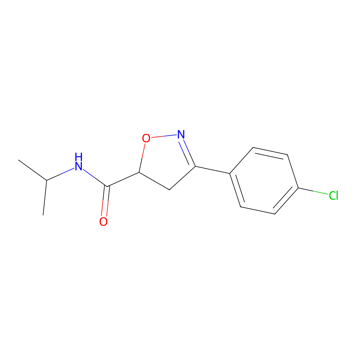 3-(4-chlorophenyl)-N-propan-2-yl-4,5-dihydro-1,2-oxazole-5-carboxamide molecular structure, CAS 717831-17-9