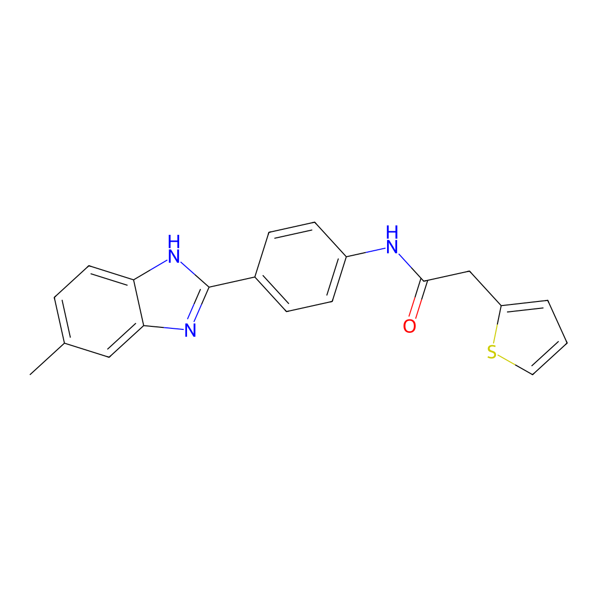 N-[4-(5-methyl-1H-benzimidazol-2-yl)phenyl]-2-(2-thienyl)acetamide molecular structure, CAS 717831-24-8
