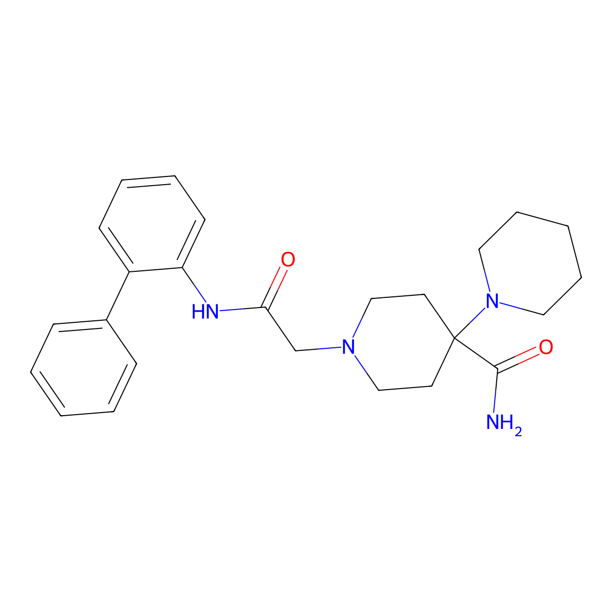 1-{[N-(2-phenylphenyl)carbamoyl]methyl}-4-piperidylpiperidine-4-carboxamide molecular structure, CAS 717831-51-1